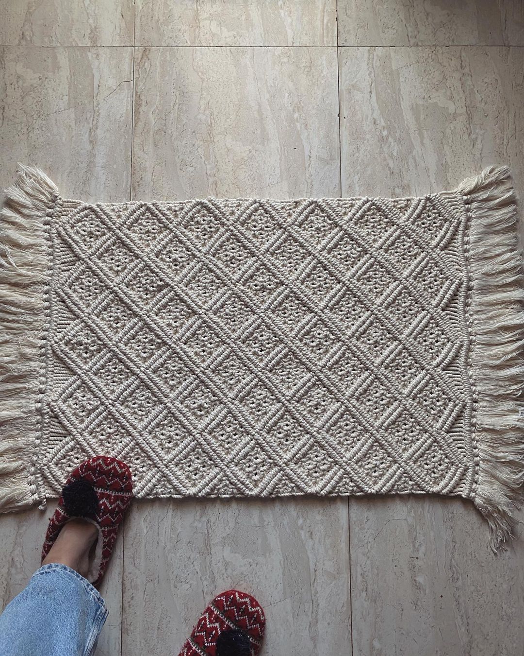 Handmade Macrame Footmat For Home - Leechoo