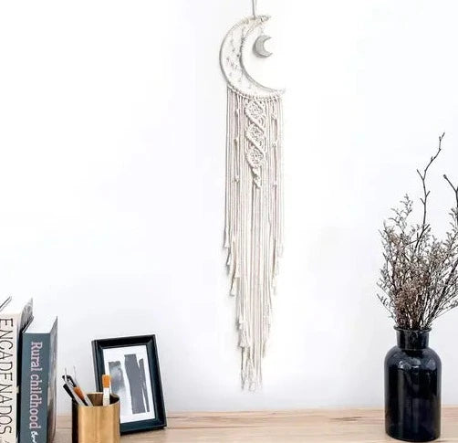 Macrame Moon Wall Hanging Dream Catcher - Leechoo