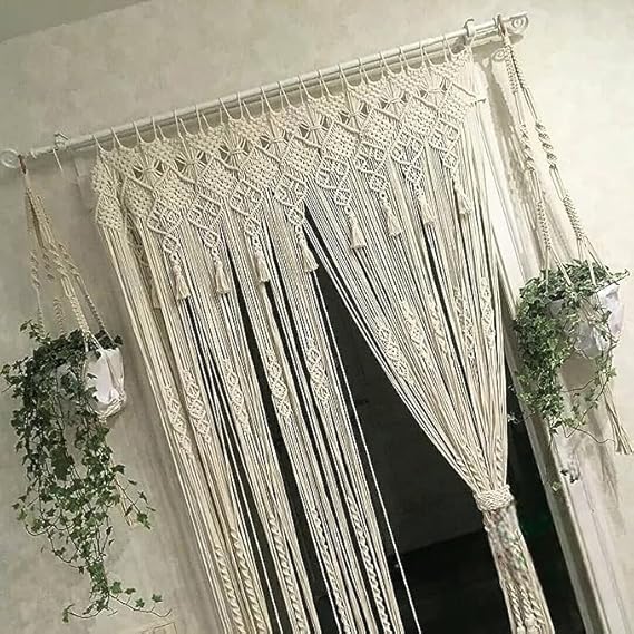 Luxurious Macrame Curtains For Windows 7 feet - Leechoo
