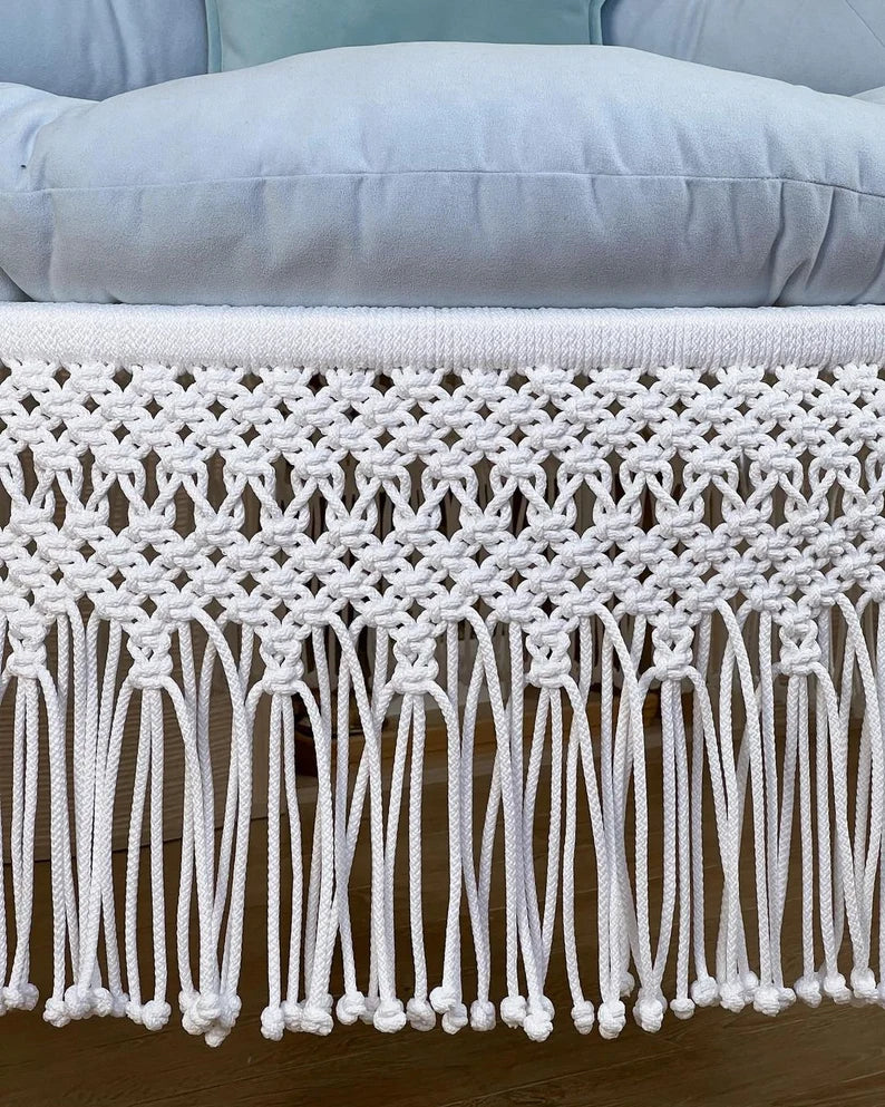 White Macrame Swing For Adults 40 inches - Leechoo