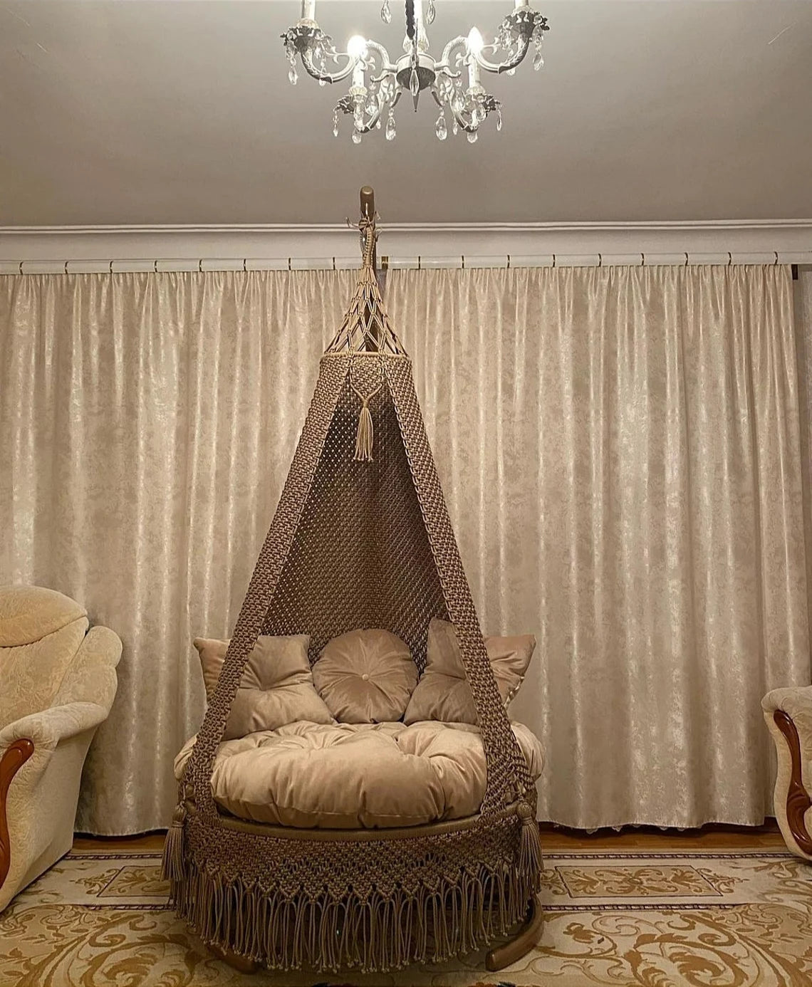 Brown Macrame Swing For Adults 40 inches - Leechoo