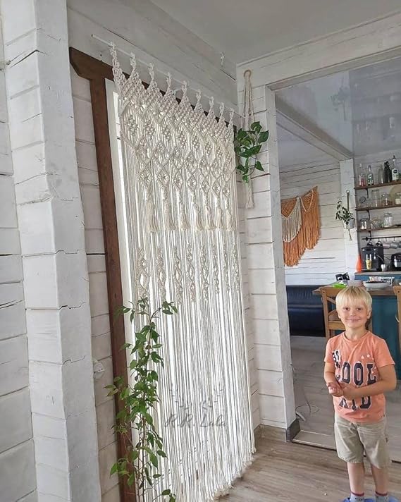 Macrame Window Curtain 7 feet For Home - Leechoo