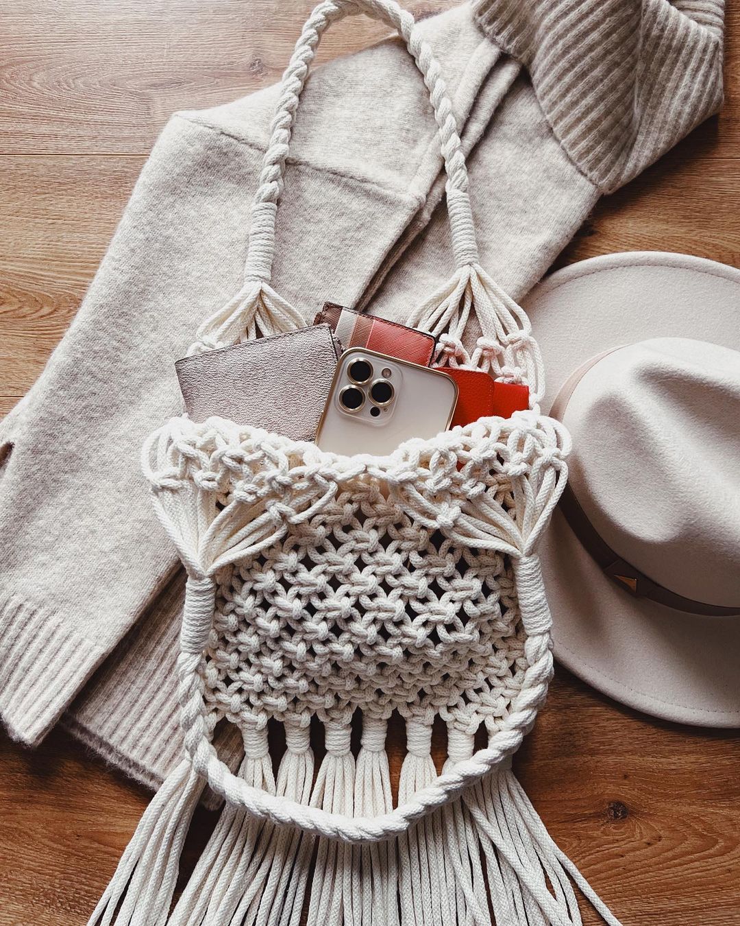 Boho Handmade Macrame Tote Bag - Leechoo