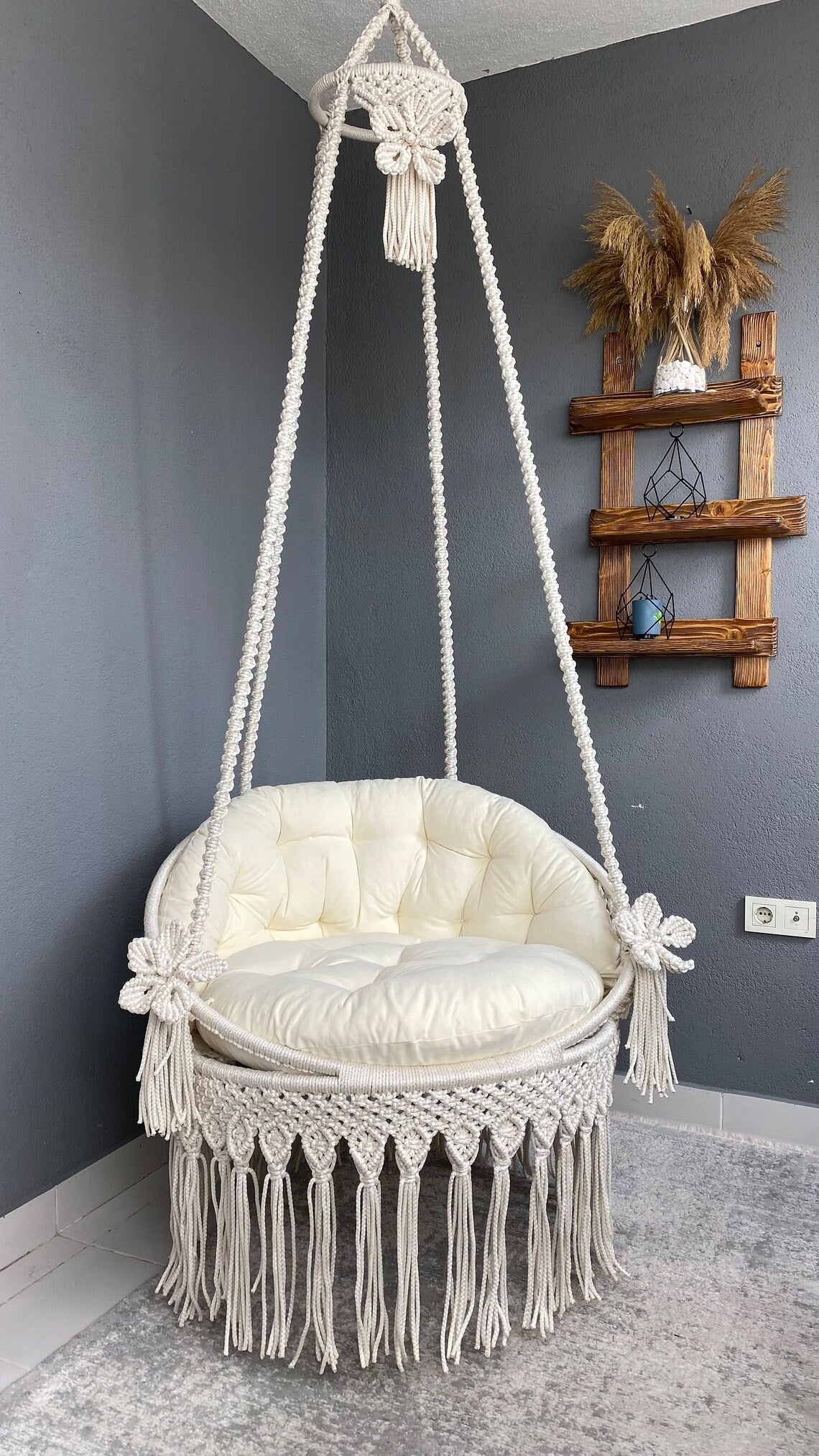 Macrame Swing Chair For Adults 35 inches - Leechoo