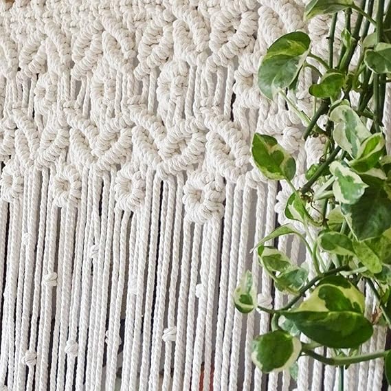 Macrame Window Curtains For Walls 7 feet - Leechoo