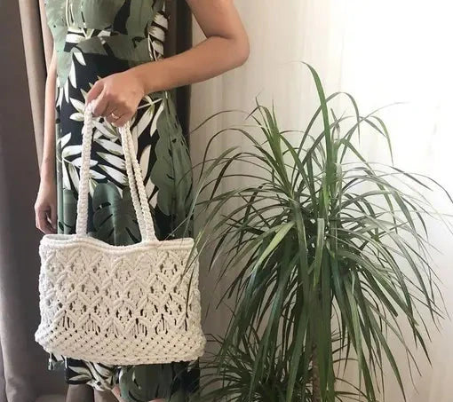 Beautiful Macrame Tote Shoulder Bag 12 inches - Leechoo