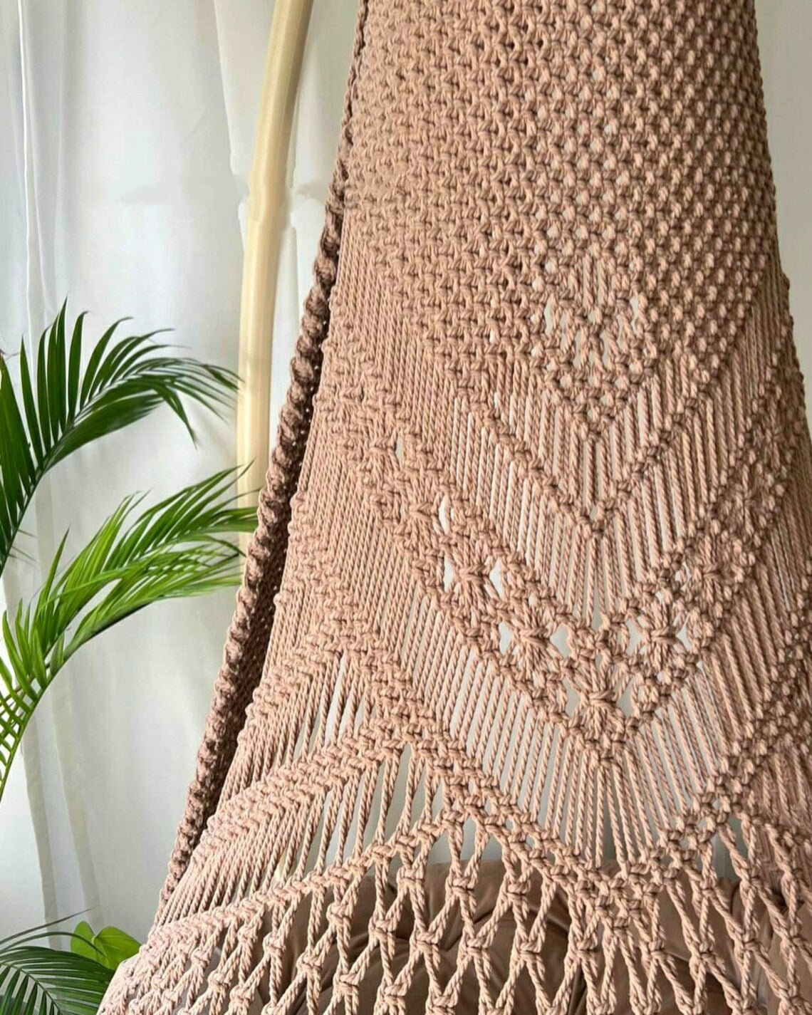 Baby Pink Macrame Swing For Adults 35 inches - Leechoo