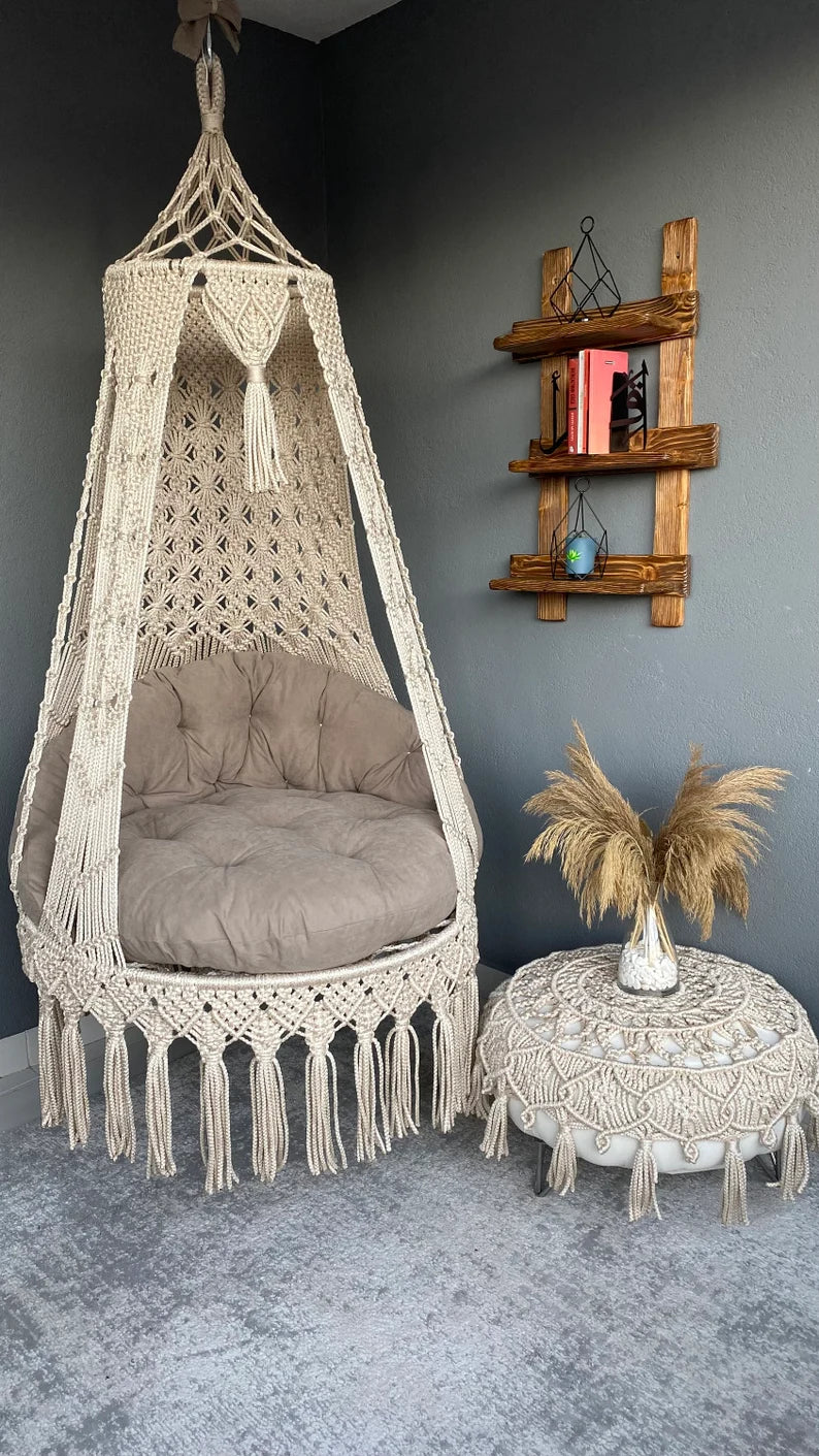 Macrame Chair Swing For Adults 35 inches - Leechoo