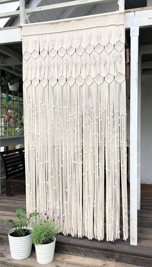 Handmade Macrame Window Curtain 80 inches - Leechoo