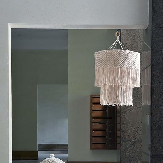 Macrame Hanging Lampshade For Home 20 inches - Leechoo