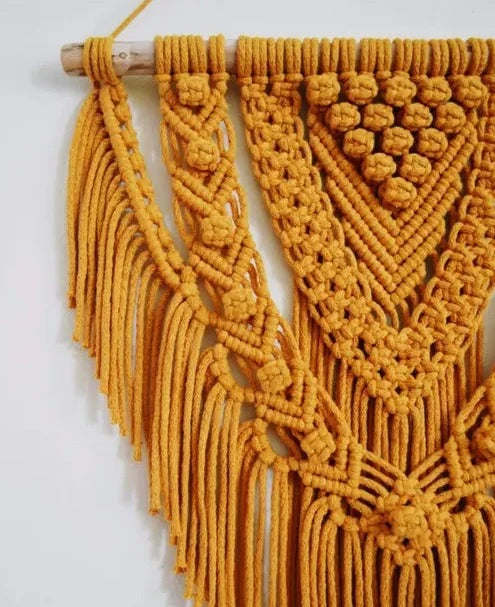 Yellow Macrame Wall Hanging For Home - Leechoo