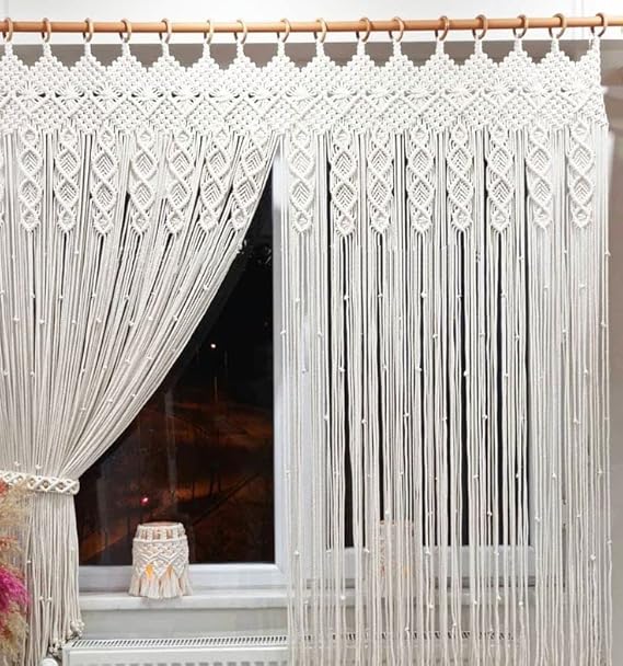 Macrame Window Curtains For Home 7 feet - Leechoo