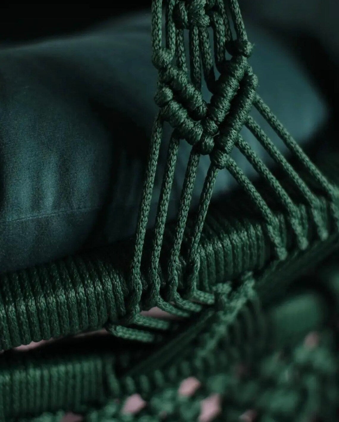 Dark Green Macrame Swing Chair For Adults 30 inches - Leechoo