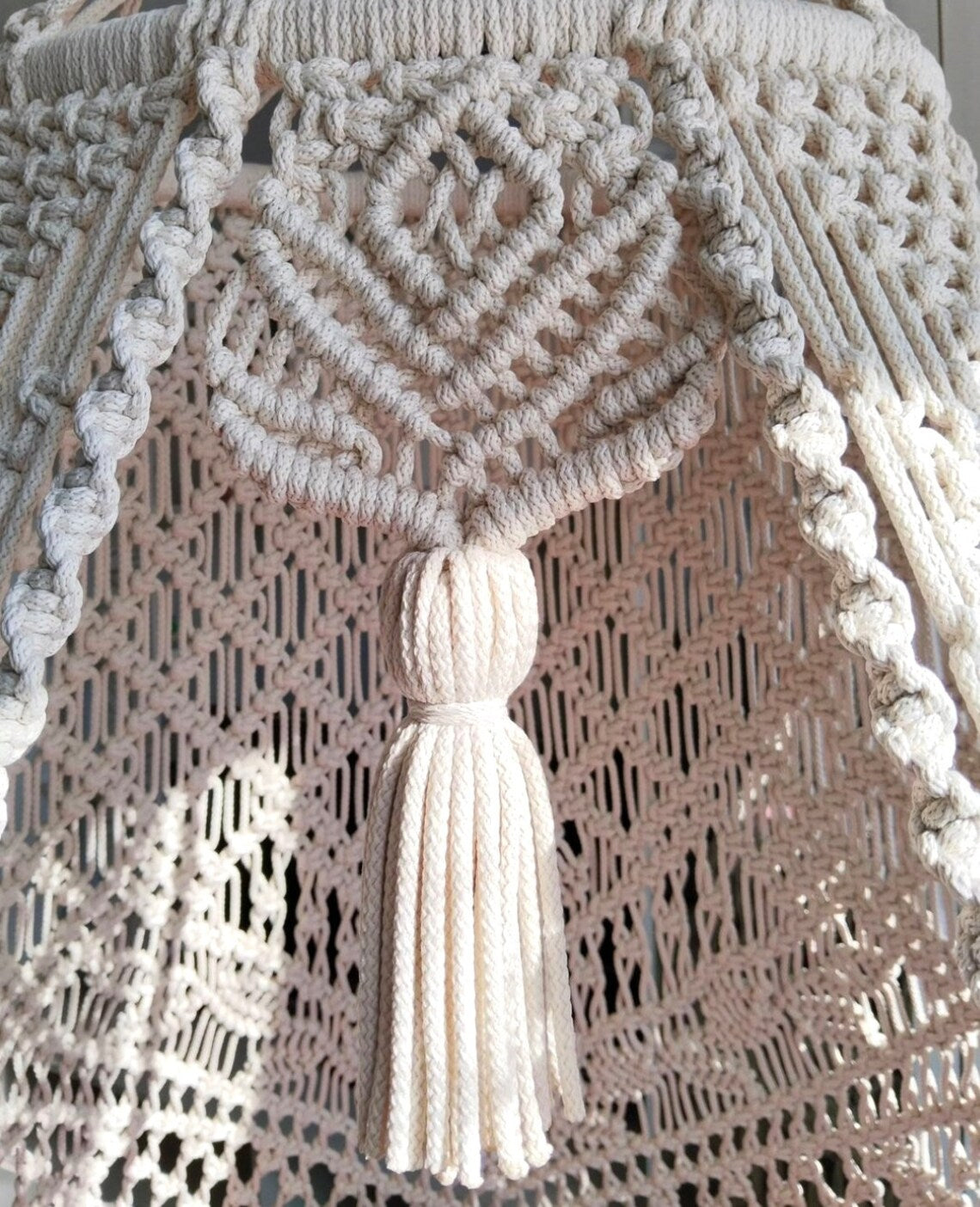 White Macrame Swing 40 inches - Leechoo