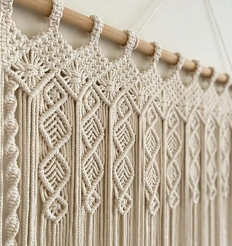 Window Curtain In Macrame 48 inches - Leechoo