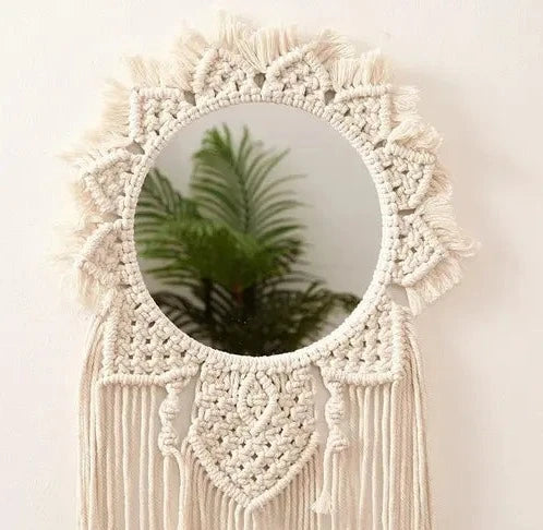 Macrame Wall Hanging Dream Catcher Mirror - Leechoo