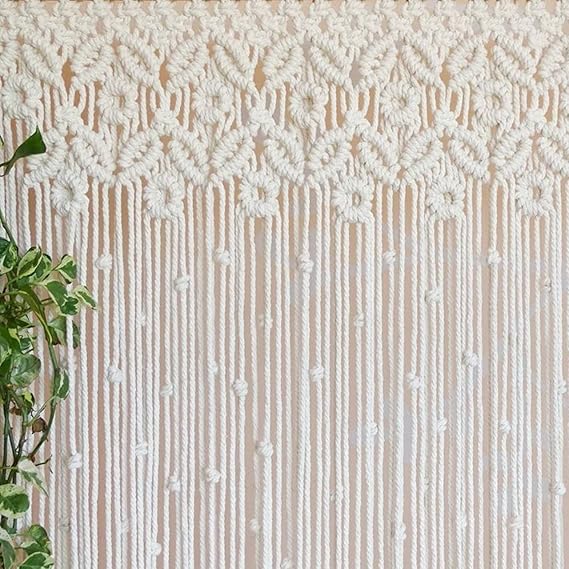 Macrame Window Curtains For Walls 7 feet - Leechoo