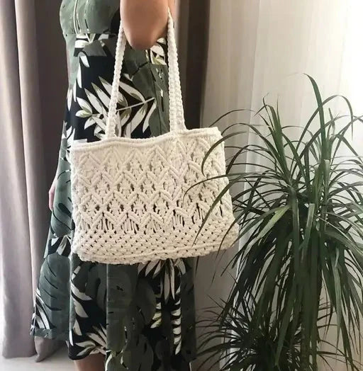 Beautiful Macrame Tote Shoulder Bag 12 inches - Leechoo