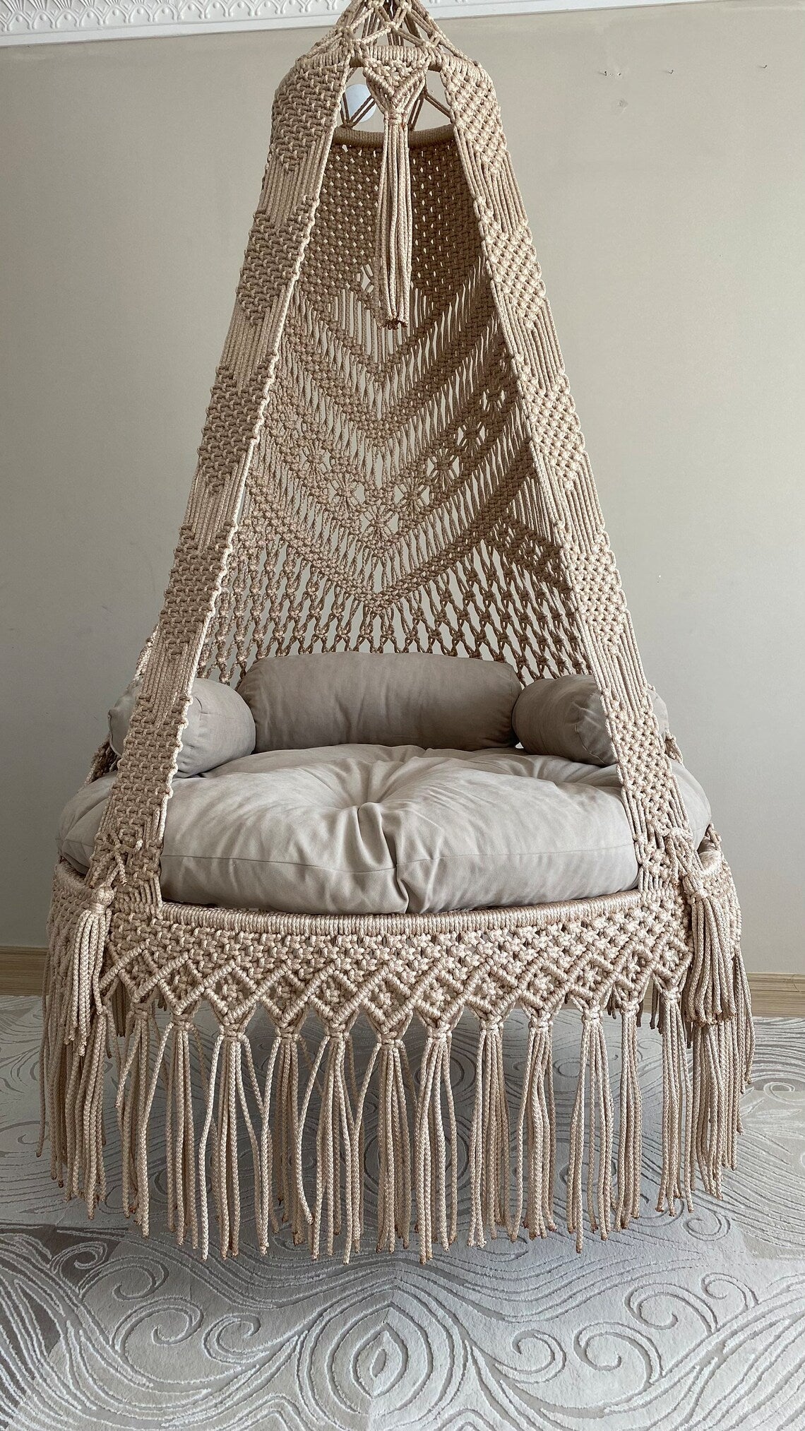 Macrame Swing With Cushions in 35 inches - Leechoo
