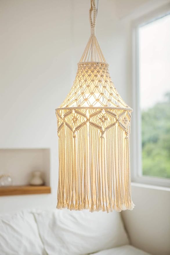 Beautiful Macrame Hanging Lamp For Home - Leechoo