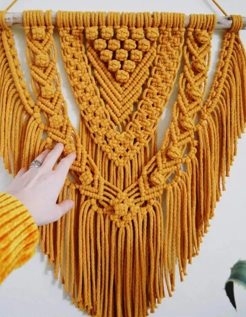 Yellow Macrame Wall Hanging For Home - Leechoo