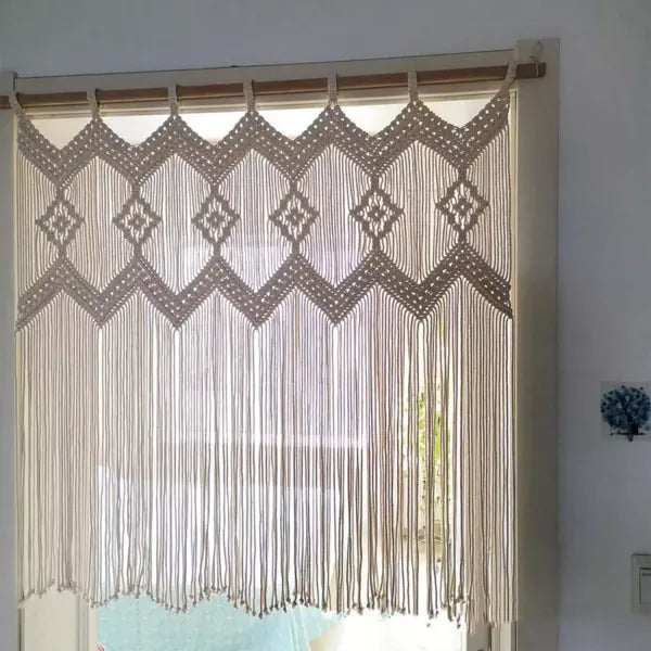 Macrame Curtain For Windows 4 x 4 feet - Leechoo
