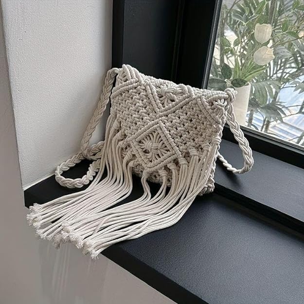 Handwoven Macrame Sling Bag For Women - Leechoo