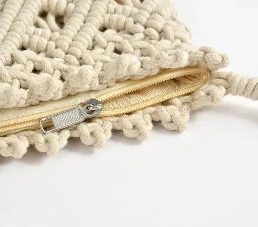 White Macrame Sling Bag For Women - Leechoo