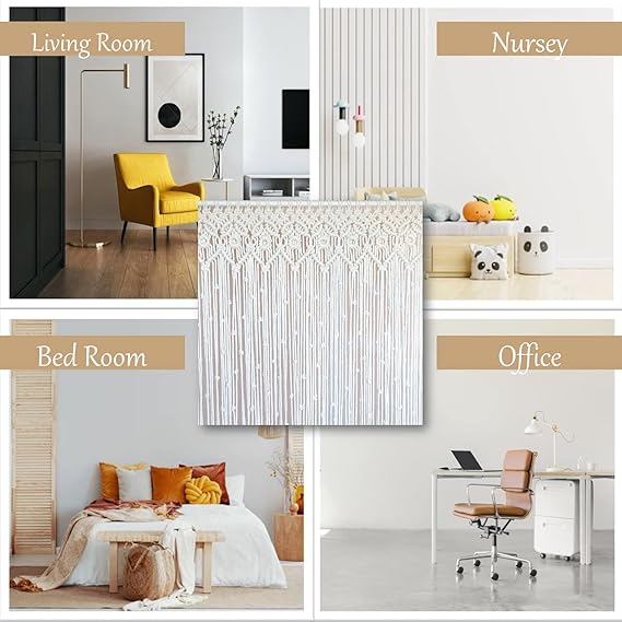 Macrame Curtains For Windows And Walls 7 feet - Leechoo