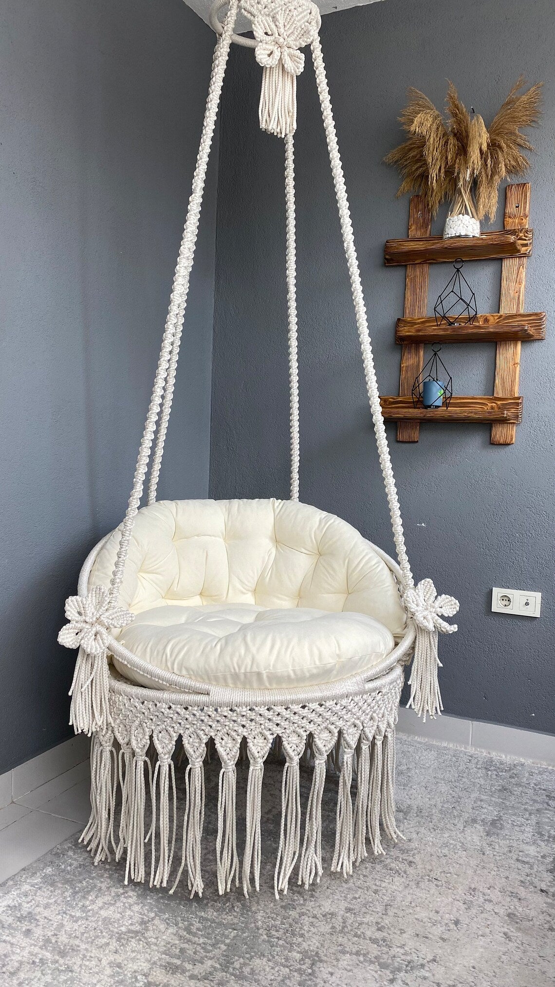 Macrame Swing Chair For Adults 35 inches - Leechoo