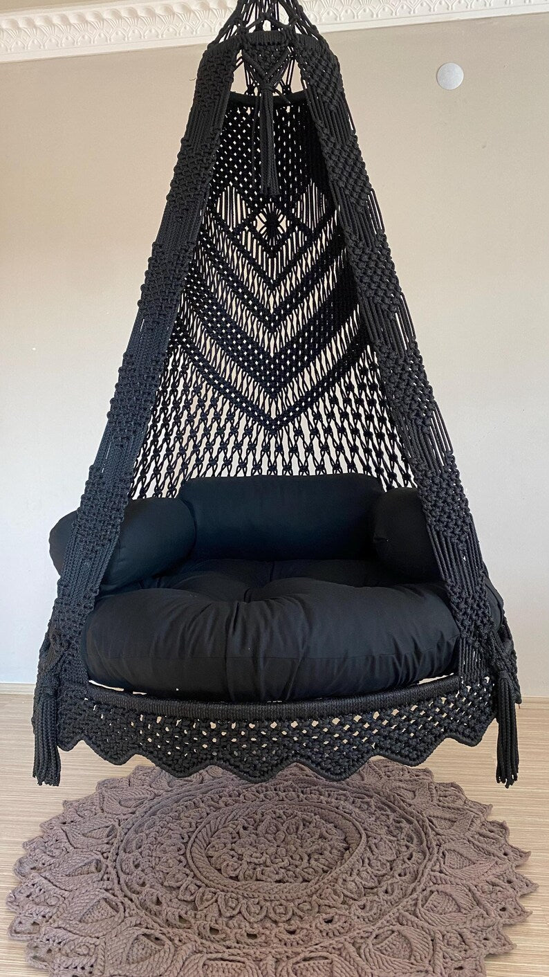 Macrame Swing Chair For Adults 40 inches - Leechoo
