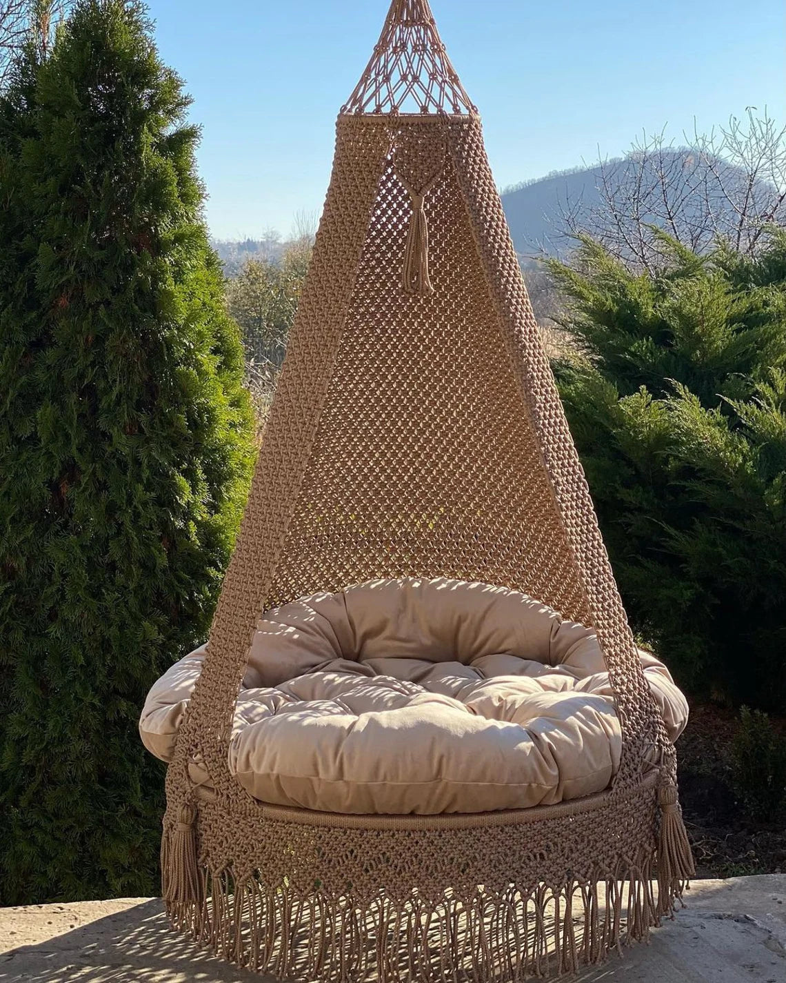 Brown Macrame Swing For Adults 40 inches - Leechoo