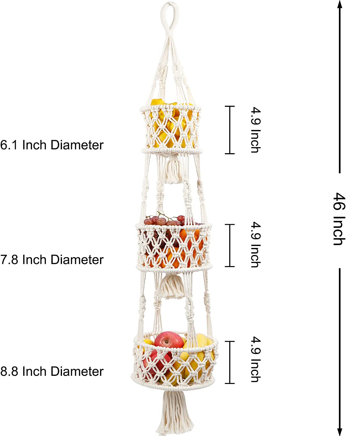 3 Tier Macrame Wall Hanging Kitchen Storage - Leechoo