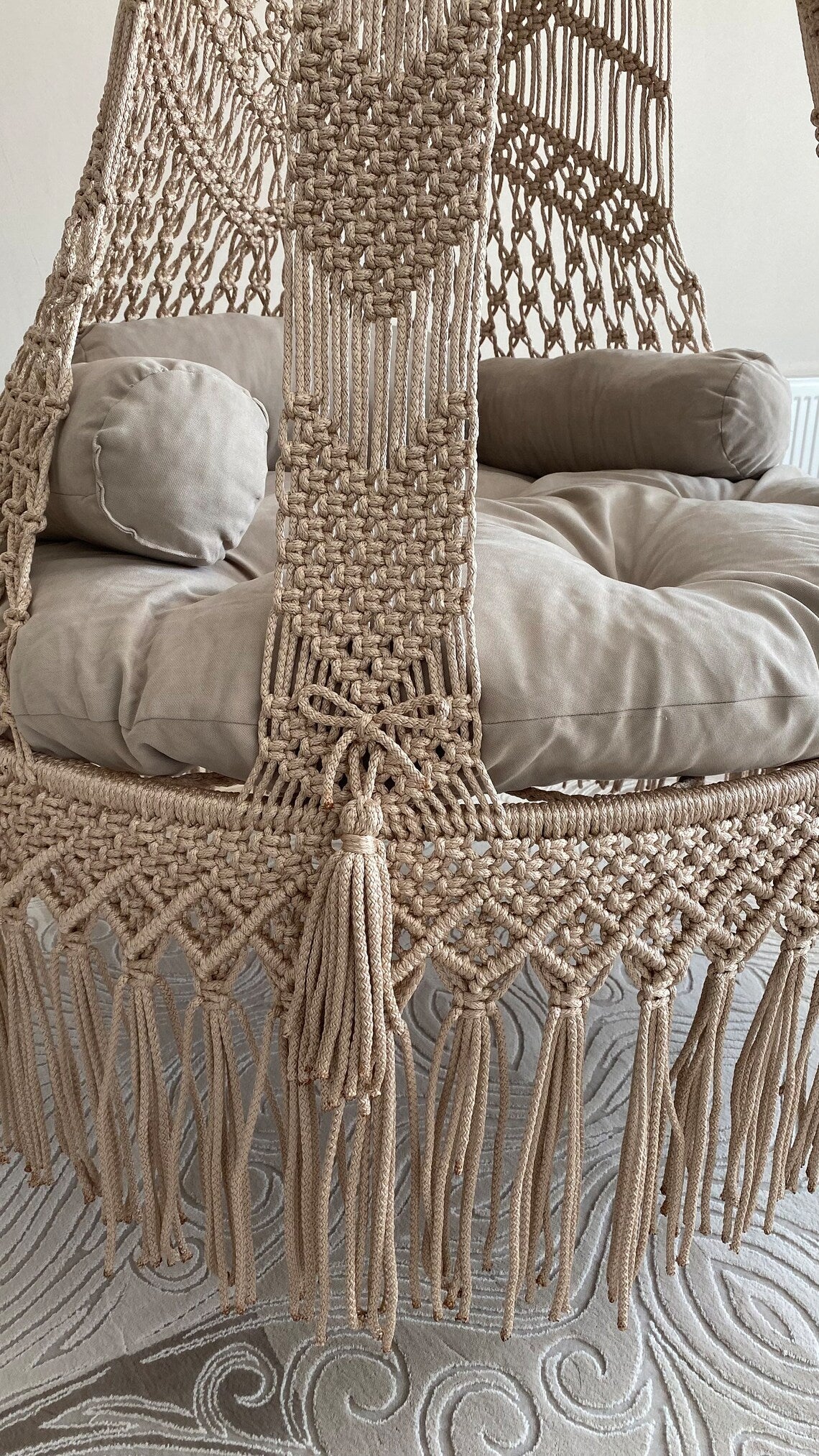 Macrame Swing With Cushions in 35 inches - Leechoo