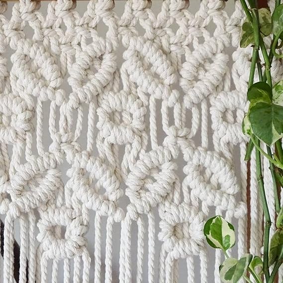 Macrame Window Curtains For Walls 7 feet - Leechoo