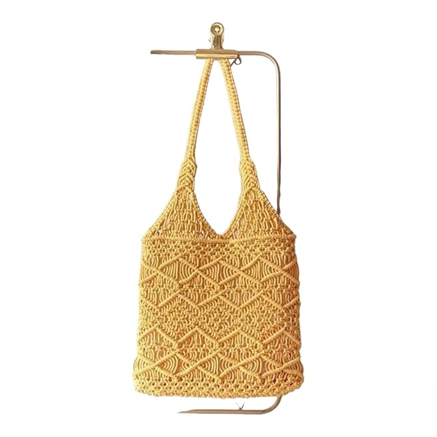 Yellow Macrame Tote Bag 15 inches - Leechoo