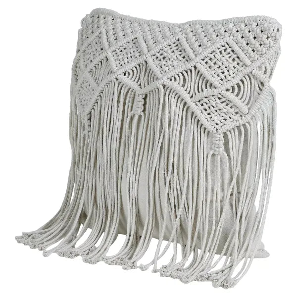 Macrame Tassel Cushion With Cover 16 x 16 inches - Leechoo
