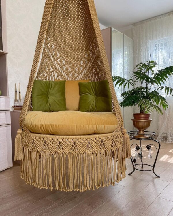 Yellow Macrame Swing For Adults - Leechoo
