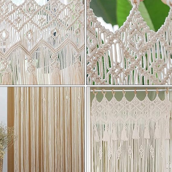 Macrame Curtains for Window And Doorways 7 feet - Leechoo