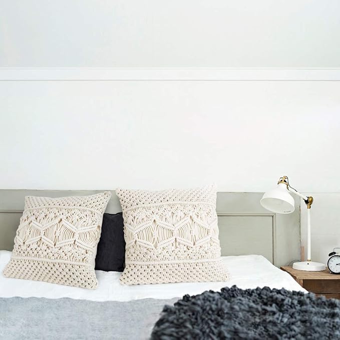 Macrame Cushion 16 x 16 inches For Sofa - Leechoo