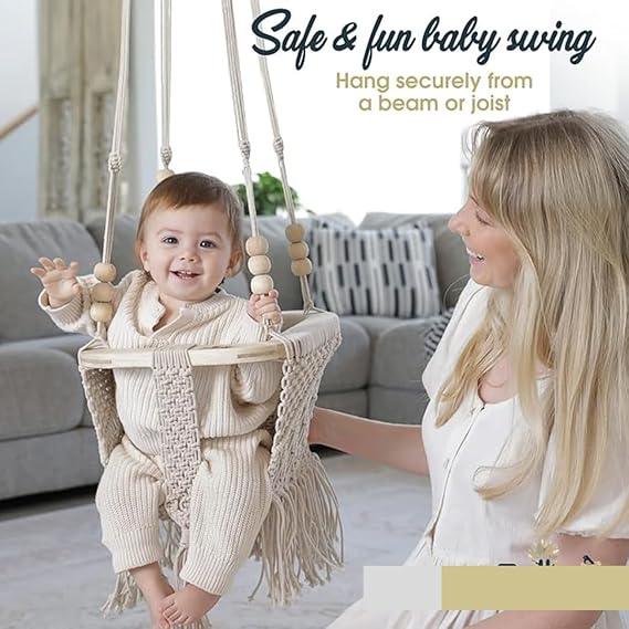 Cotton Rope Square Baby Swing Chair - Leechoo