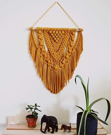 Yellow Macrame Wall Hanging For Home - Leechoo