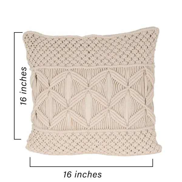 Macrame Cushion With Cover 16 x 16 inches For Home - Leechoo