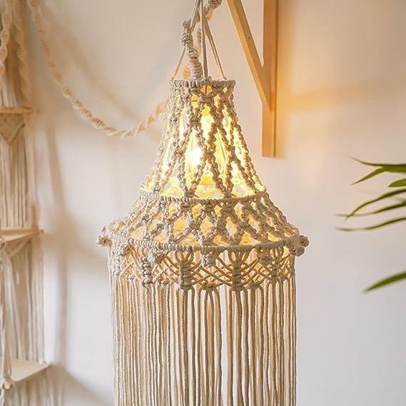 Macrame Hanging Lampshade For Home 30 inches - Leechoo