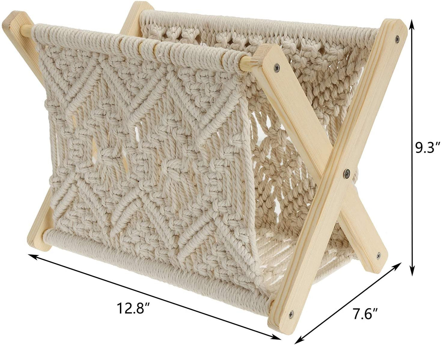 Macrame Newspaper Storage Rack For Home Decor - Leechoo