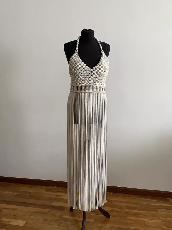 Beautiful Macrame Halter Neck Dress - Leechoo
