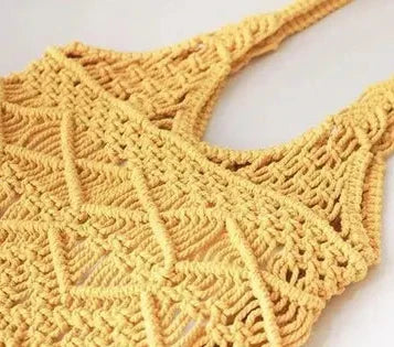 Yellow Macrame Tote Bag 15 inches - Leechoo