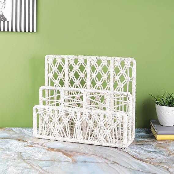 Macrame Magazine Storage Rack For Home - Leechoo