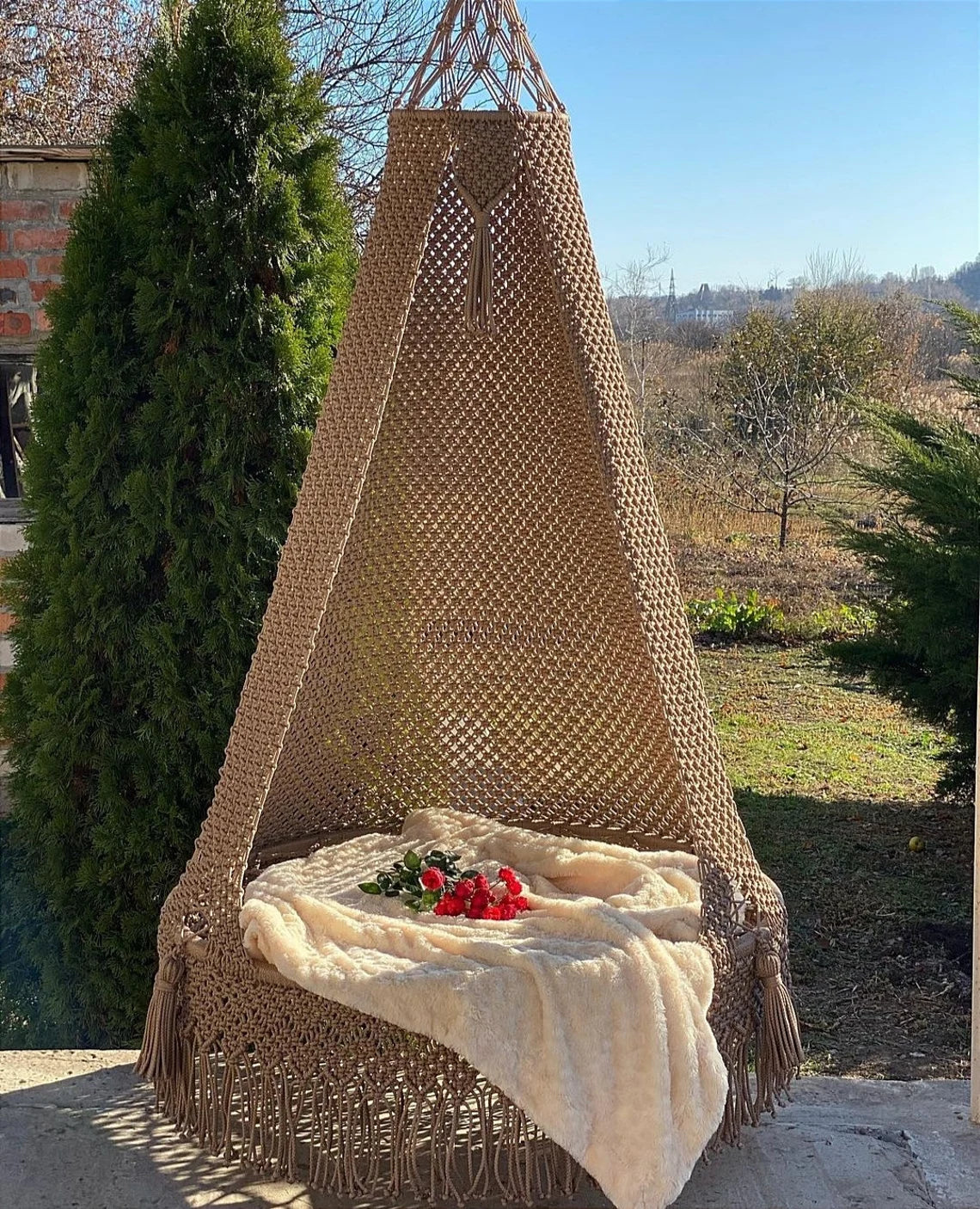 Brown Macrame Swing For Adults 40 inches - Leechoo