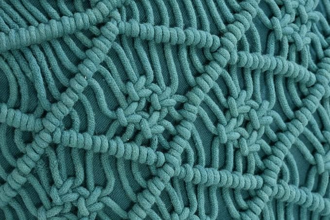 Macrame Cushion 16 x 16 inches Blue - Leechoo